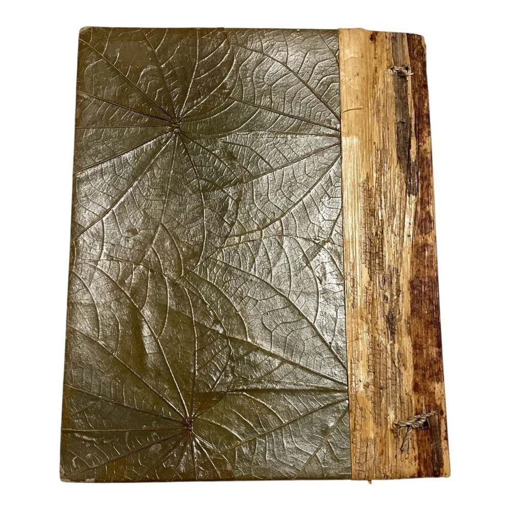 Handmade Tropical Leaf Journal Photo Album Bamboo Spine Hibiscus Cover 9x7